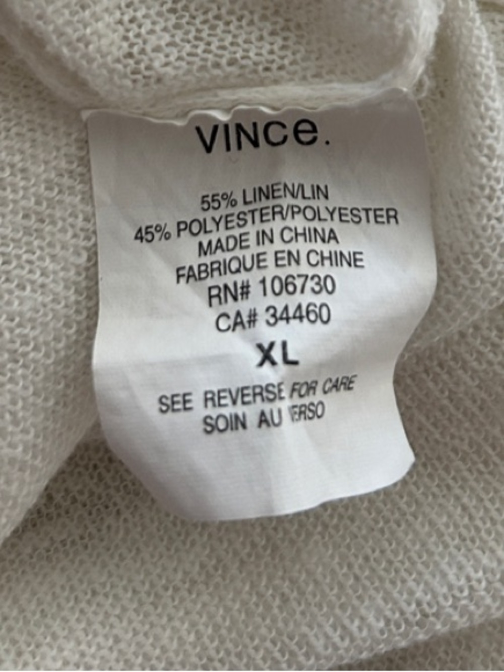 Vince Linen Blend Slub Knit Pullover Hoodie
White XL - Picture 10 of 12